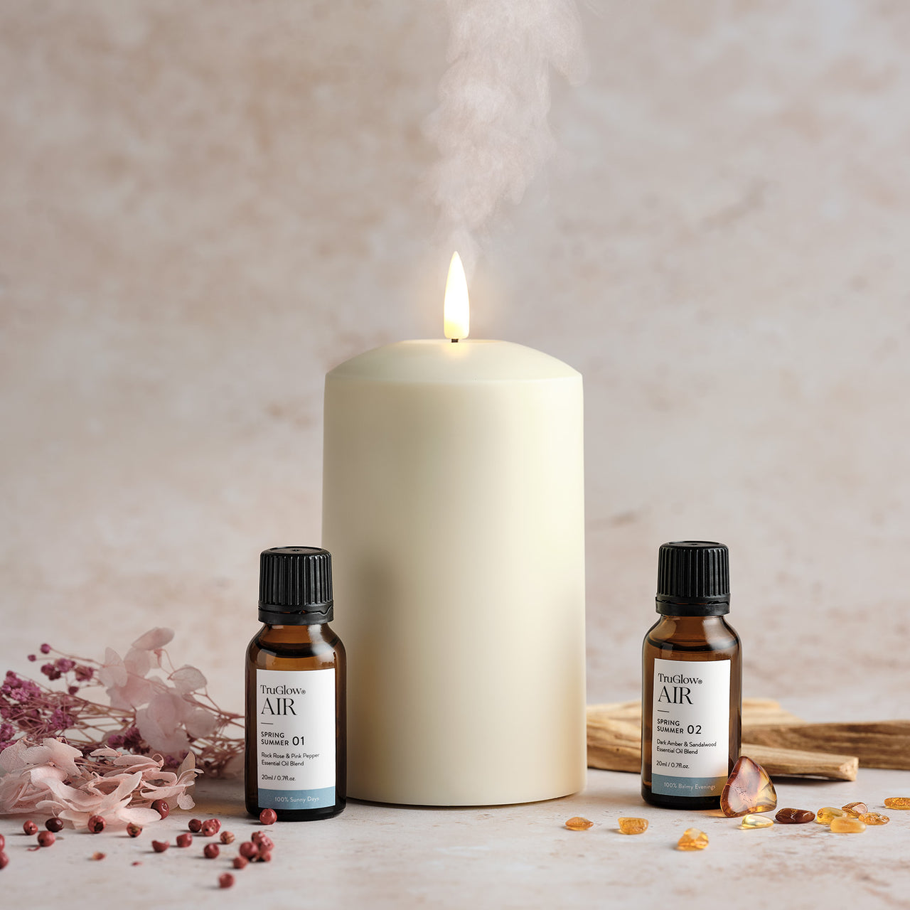 TruGlow AIR® Portable Candle Diffuser & Spring Summer Diffuser Oil Bundle