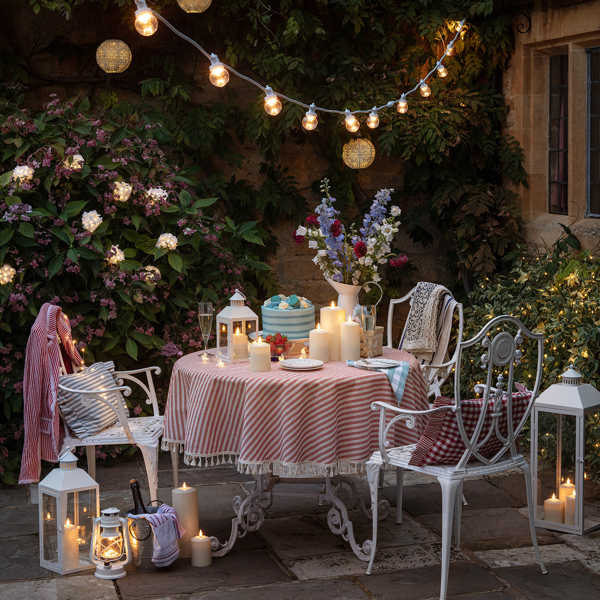 White Metal Dimmable Storm Lantern - lifestyle detail