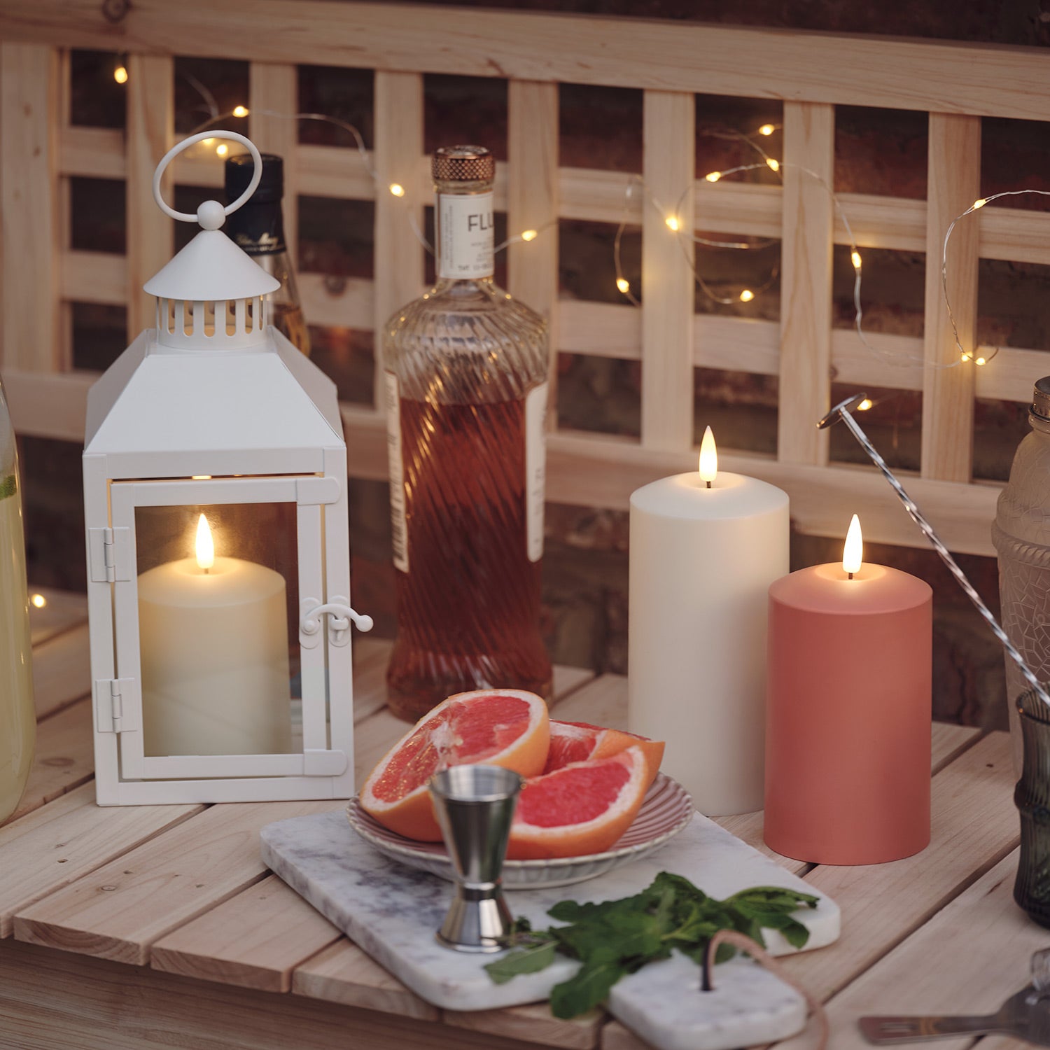 Perth White Garden Lantern with TruGlow® Candle And Remote Control