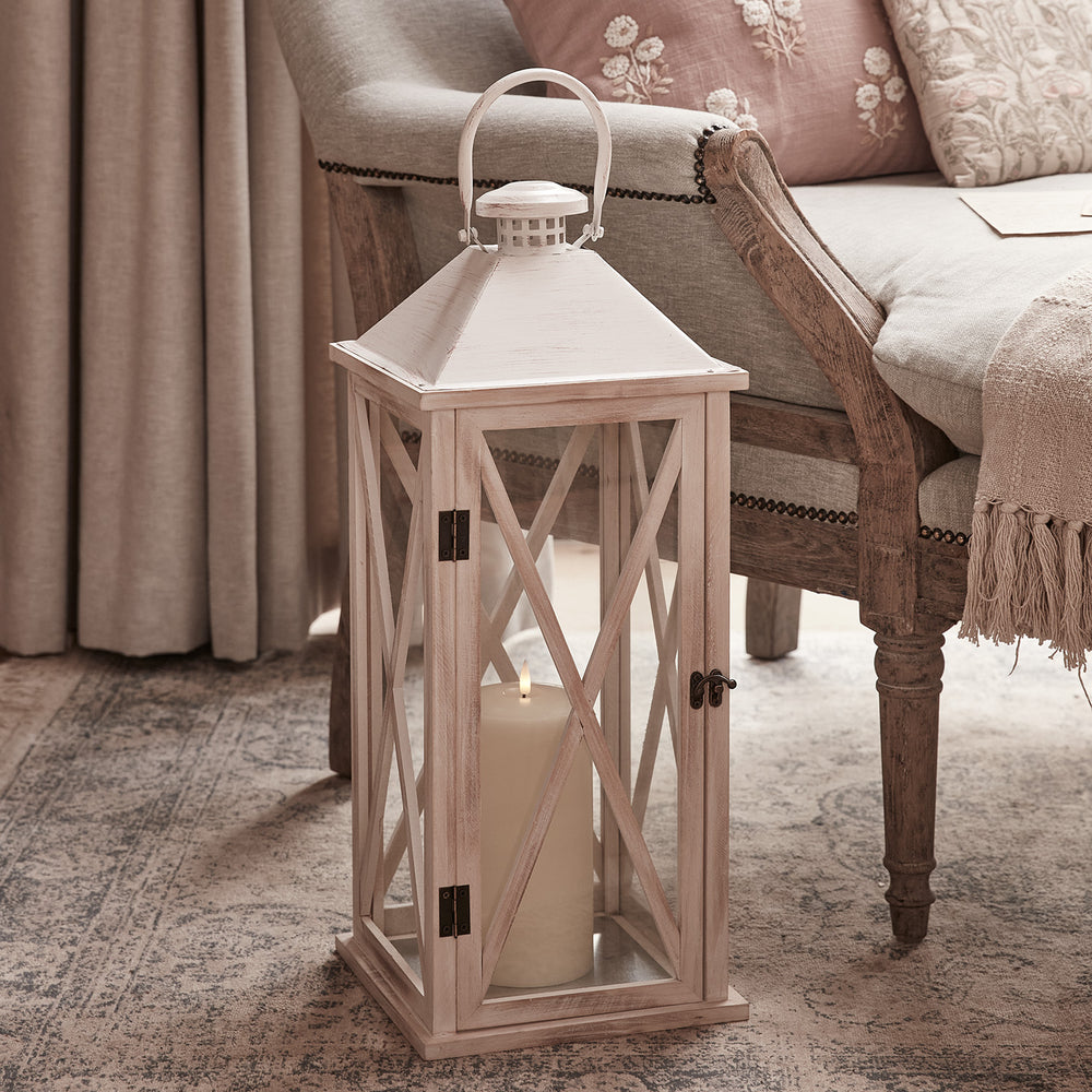 Folkestone Large Wooden Lantern with TruGlow® Candle