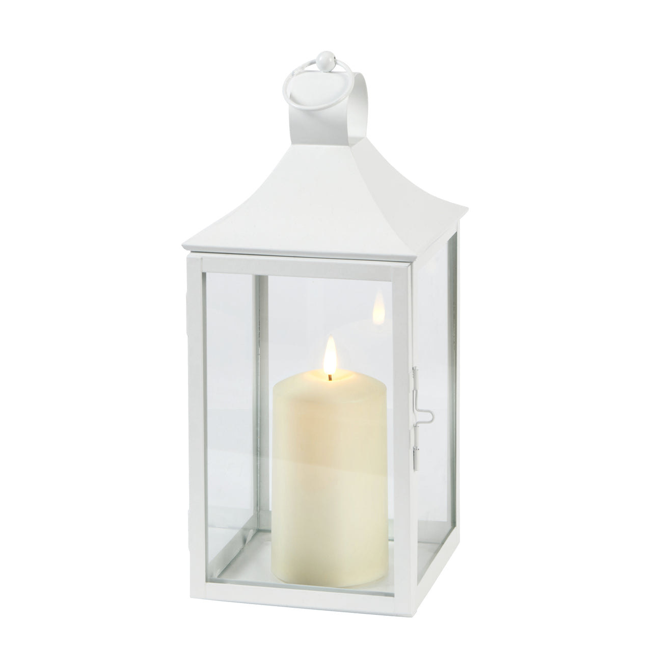 34cm Albury White Garden Lantern with TruGlow® Candle