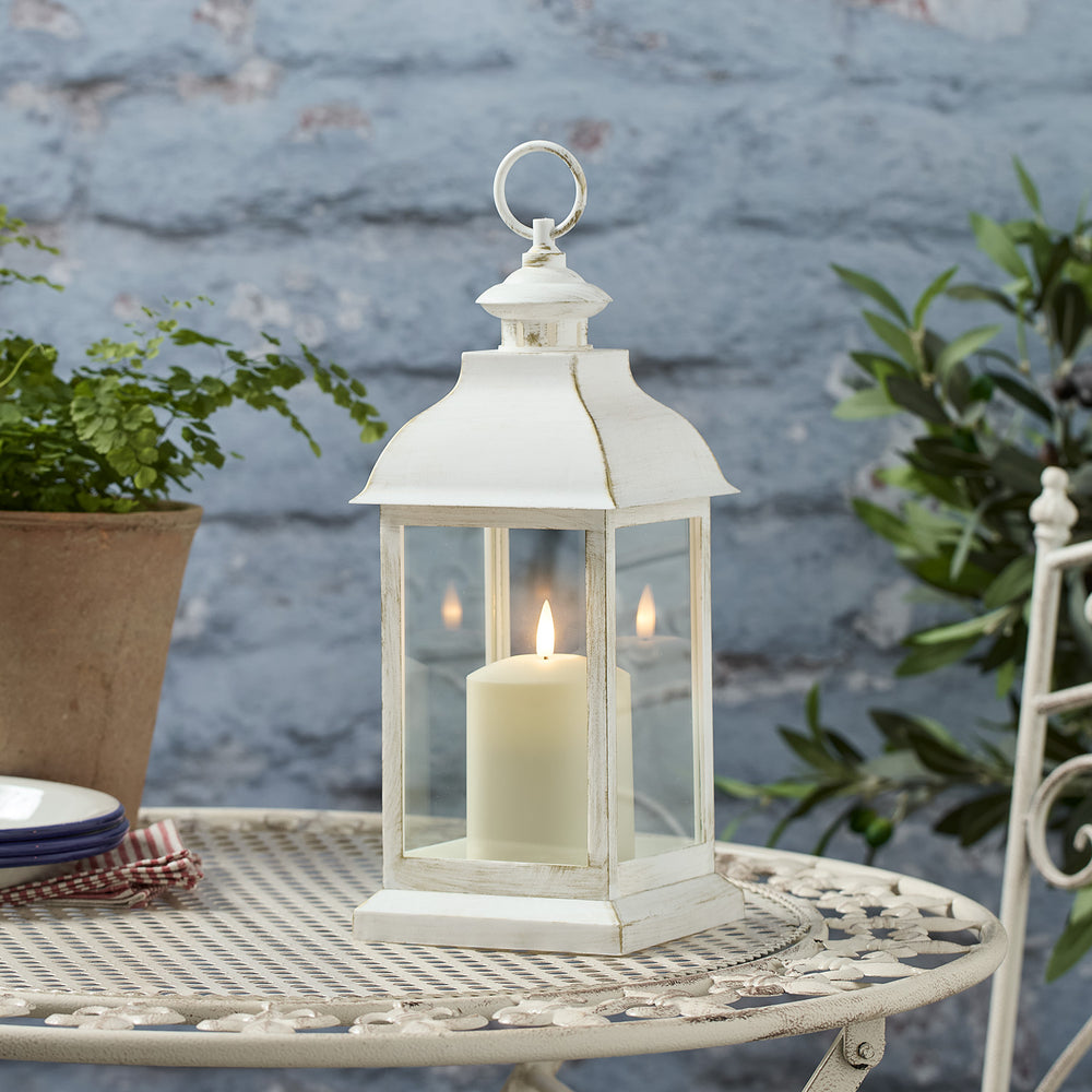 Regular Bourton Rustic White Plastic Lantern with TruGlow® Candle