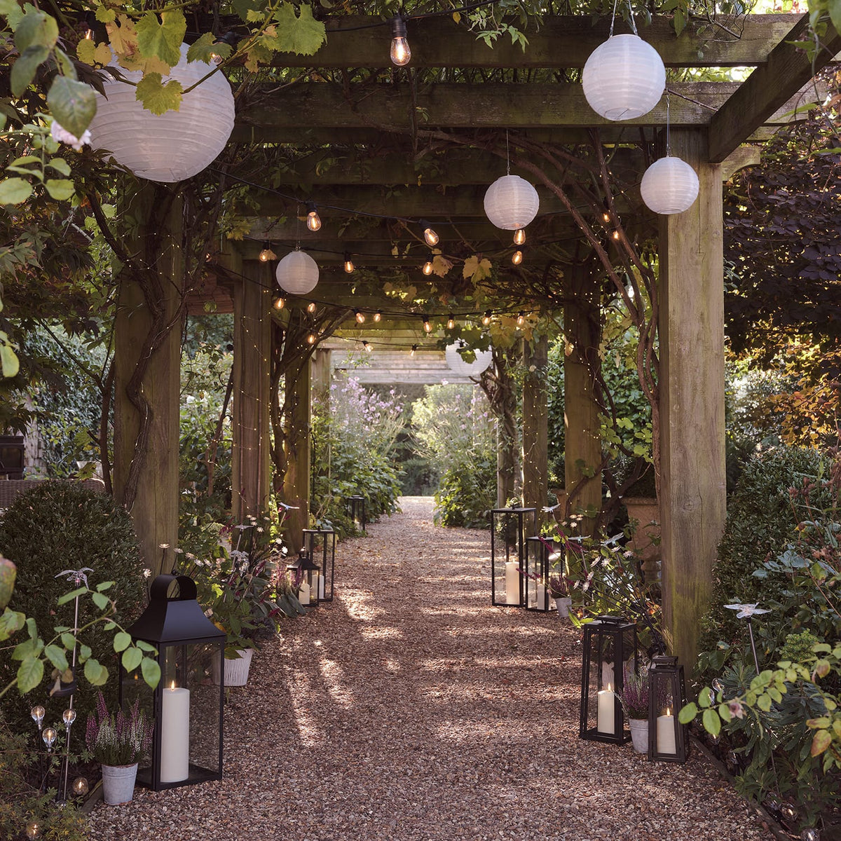 Contemporary Black LED Lantern Duo - lifestyle detail