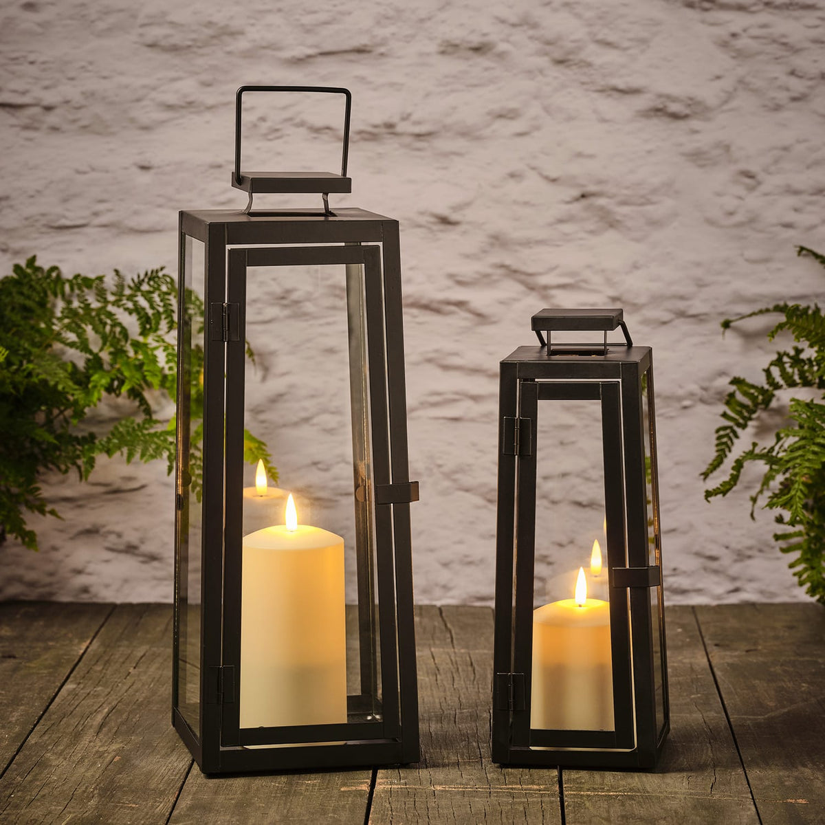Contemporary Black LED Lantern Duo - second product view