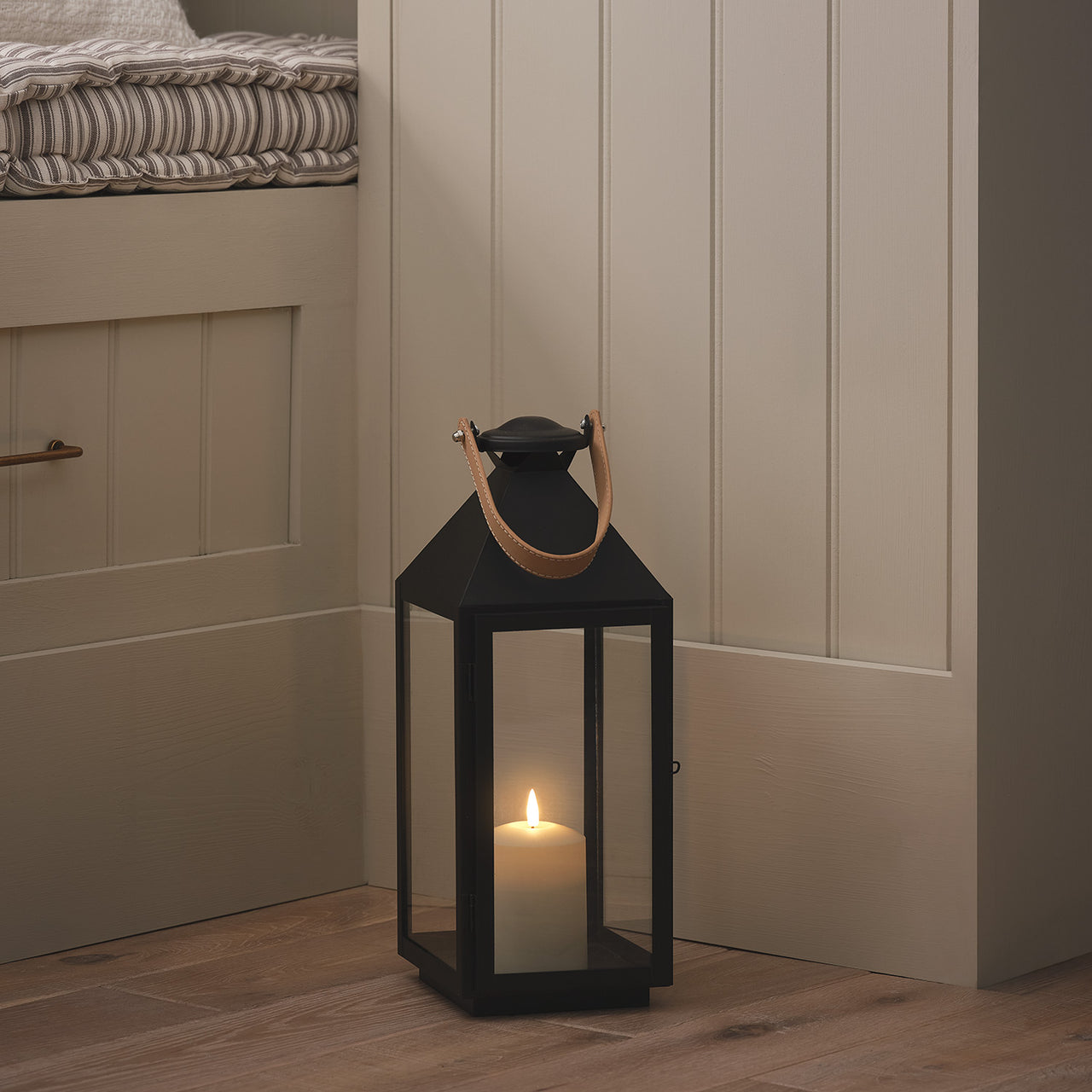 Brixham Regular Leather Handle Lantern with TruGlow®Candle