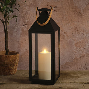 Brixham Large Leather Effect Handle Lantern with TruGlow® Candle and Remote Control