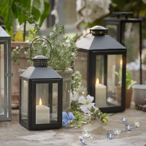 Black Metal Lantern LED Candle Bundle