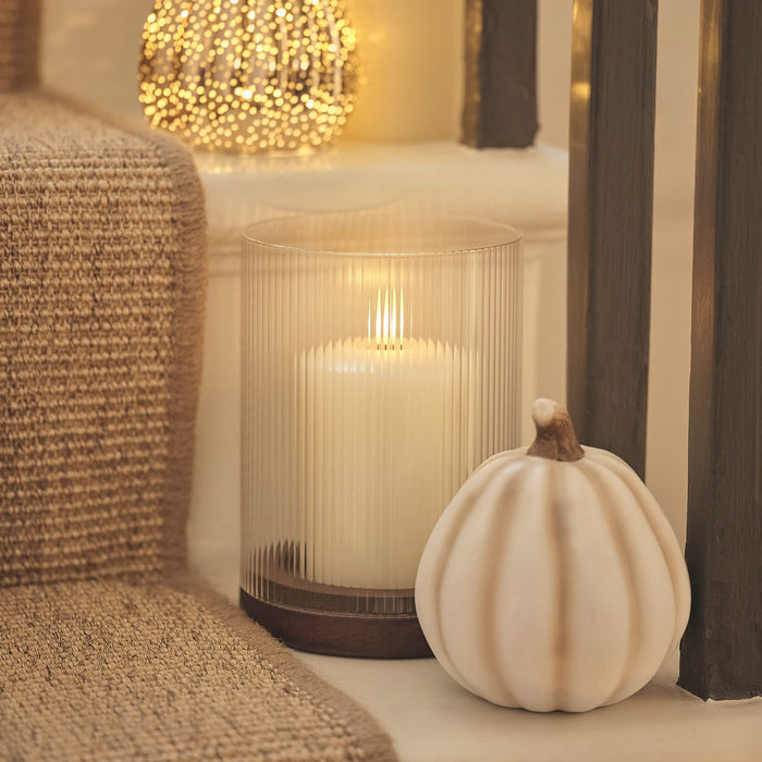 Hurricane candle holder and pumpkin decoration