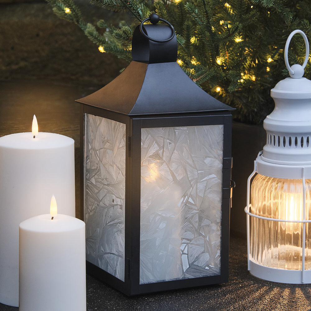 Black Senja Frosted Glass Lantern with TruGlow® Candle