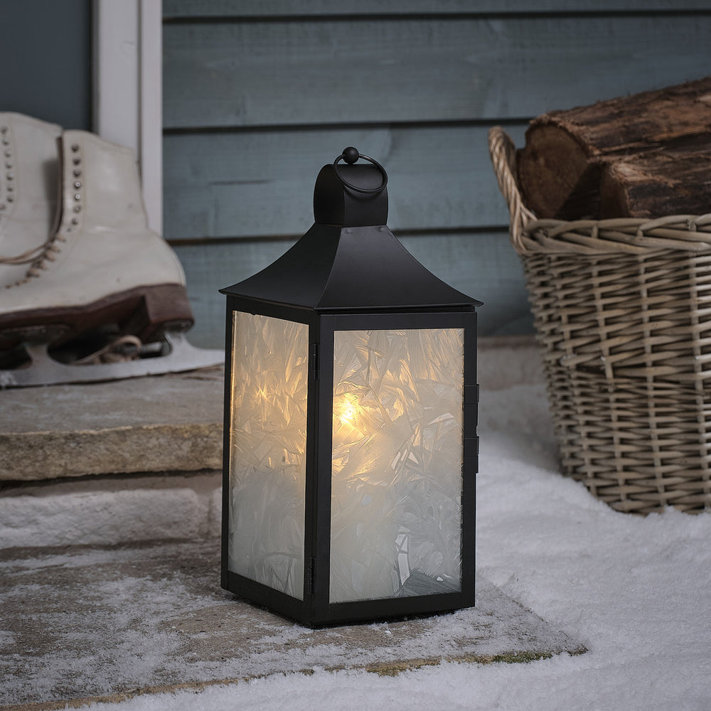 Black Senja Frosted Glass Lantern with TruGlow® Candle