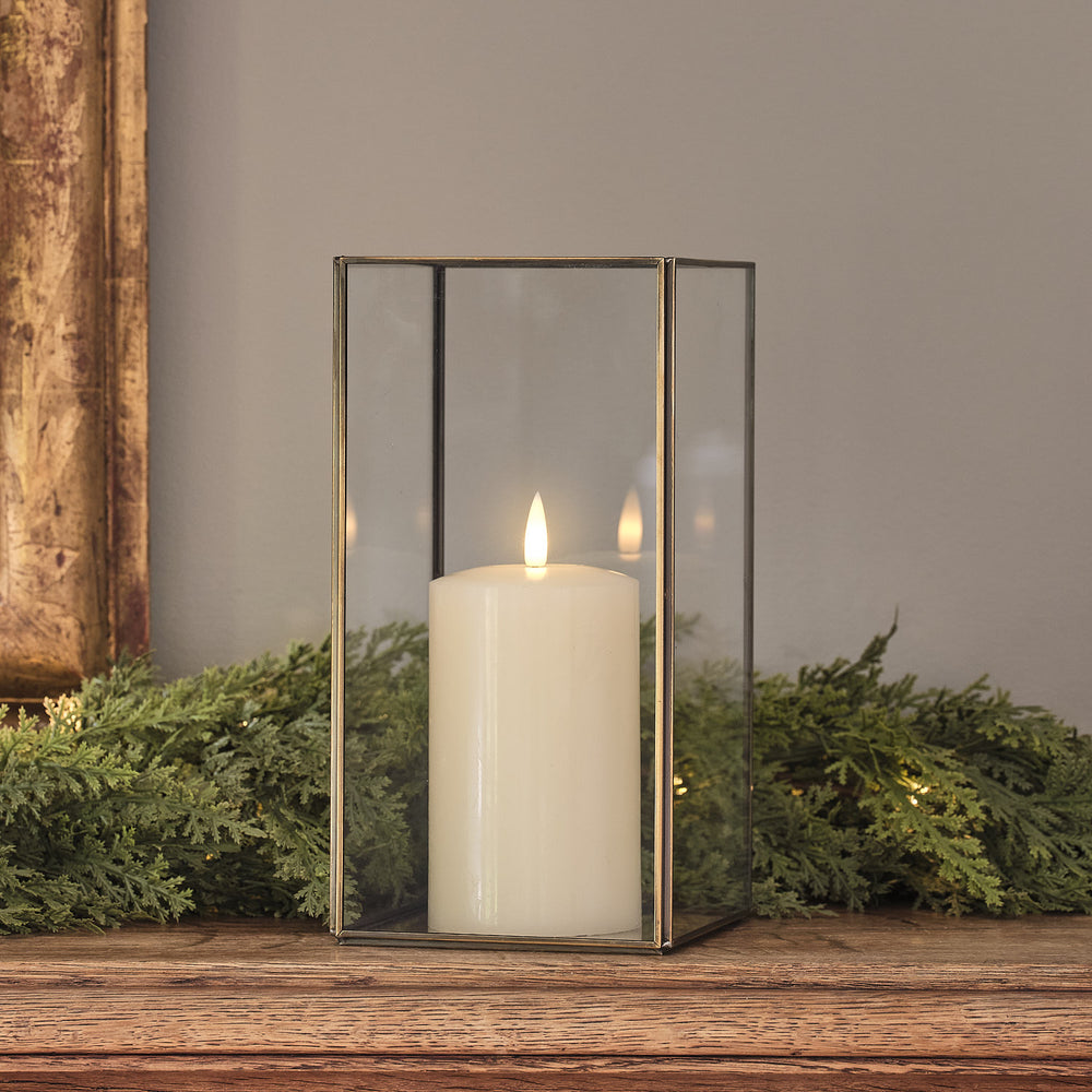 Vicarage Gold Hurricane Lantern with TruGlow® Candle