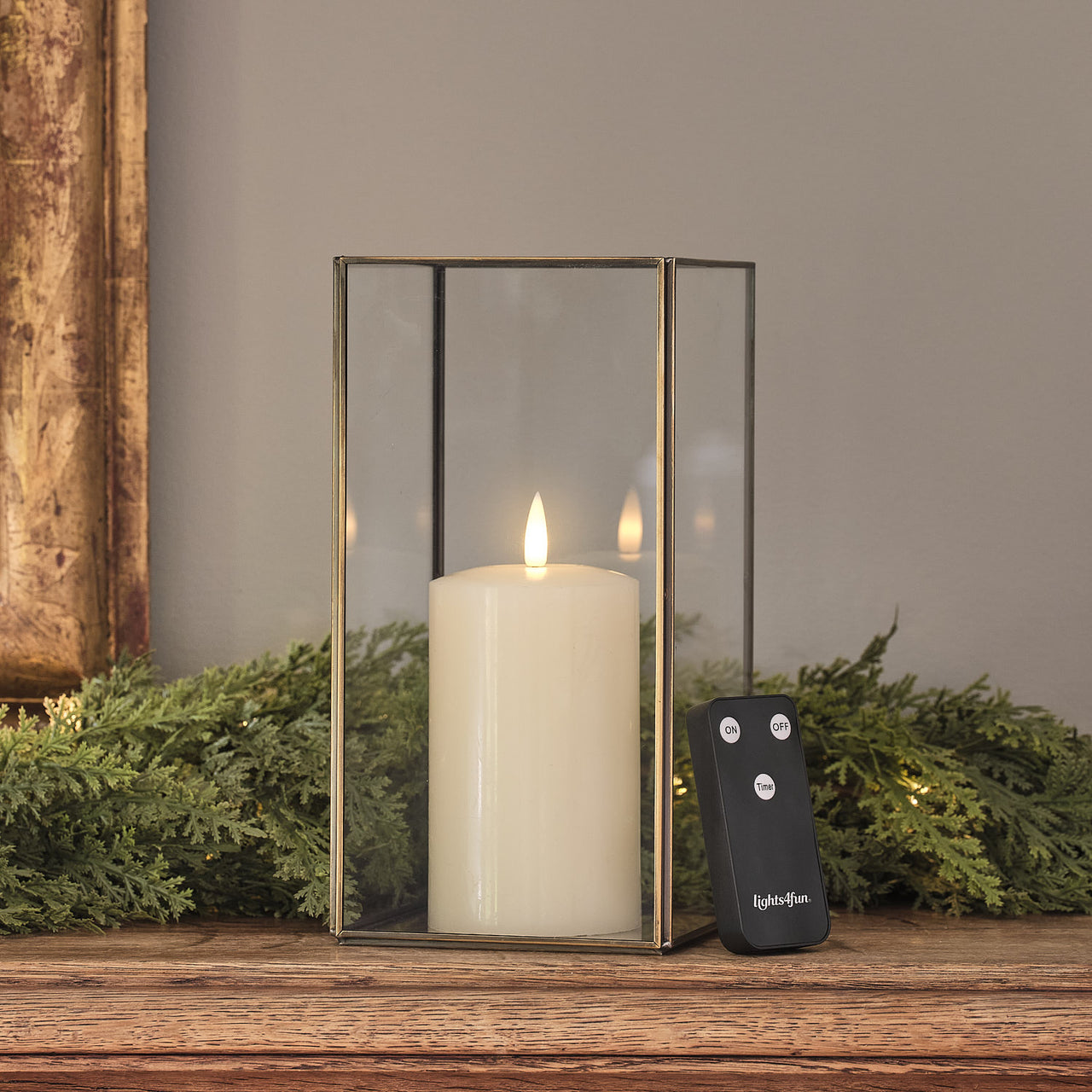 Vicarage Gold Hurricane Lantern with TruGlow® Candle