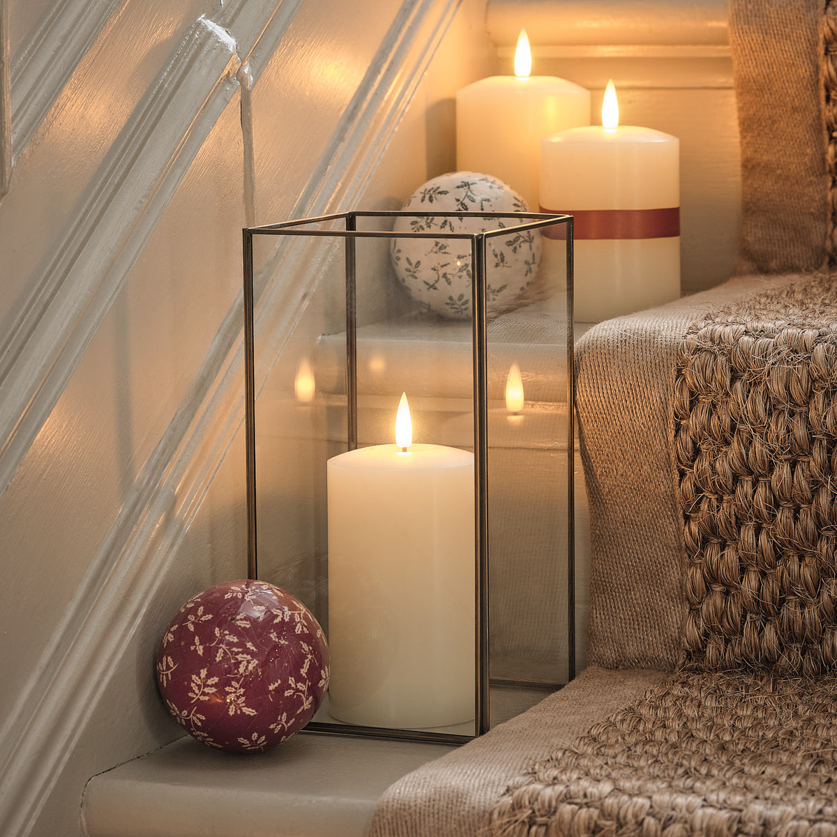 Vicarage Gold Hurricane Lantern with TruGlow® Candle