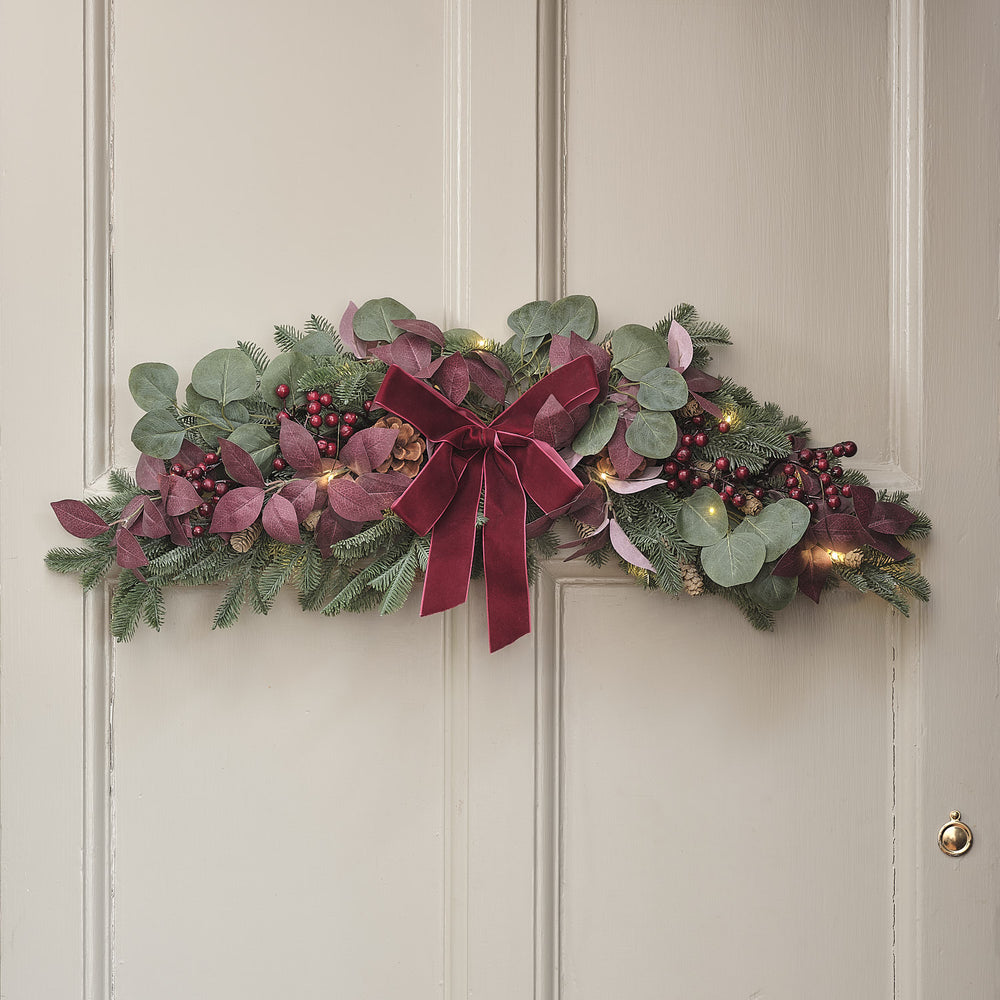 70cm Pre Lit Christmas Joy Swag