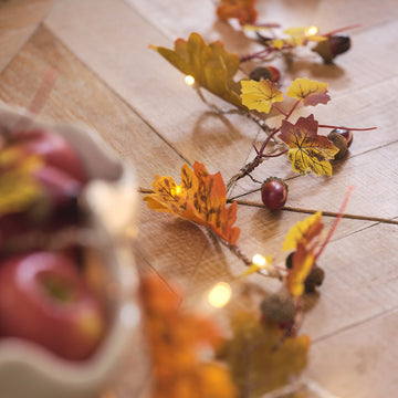 Pre Lit Oak & Acorn Autumn Garland
