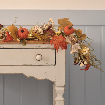1.5m Pre Lit Pumpkin Lane Autumn Garland