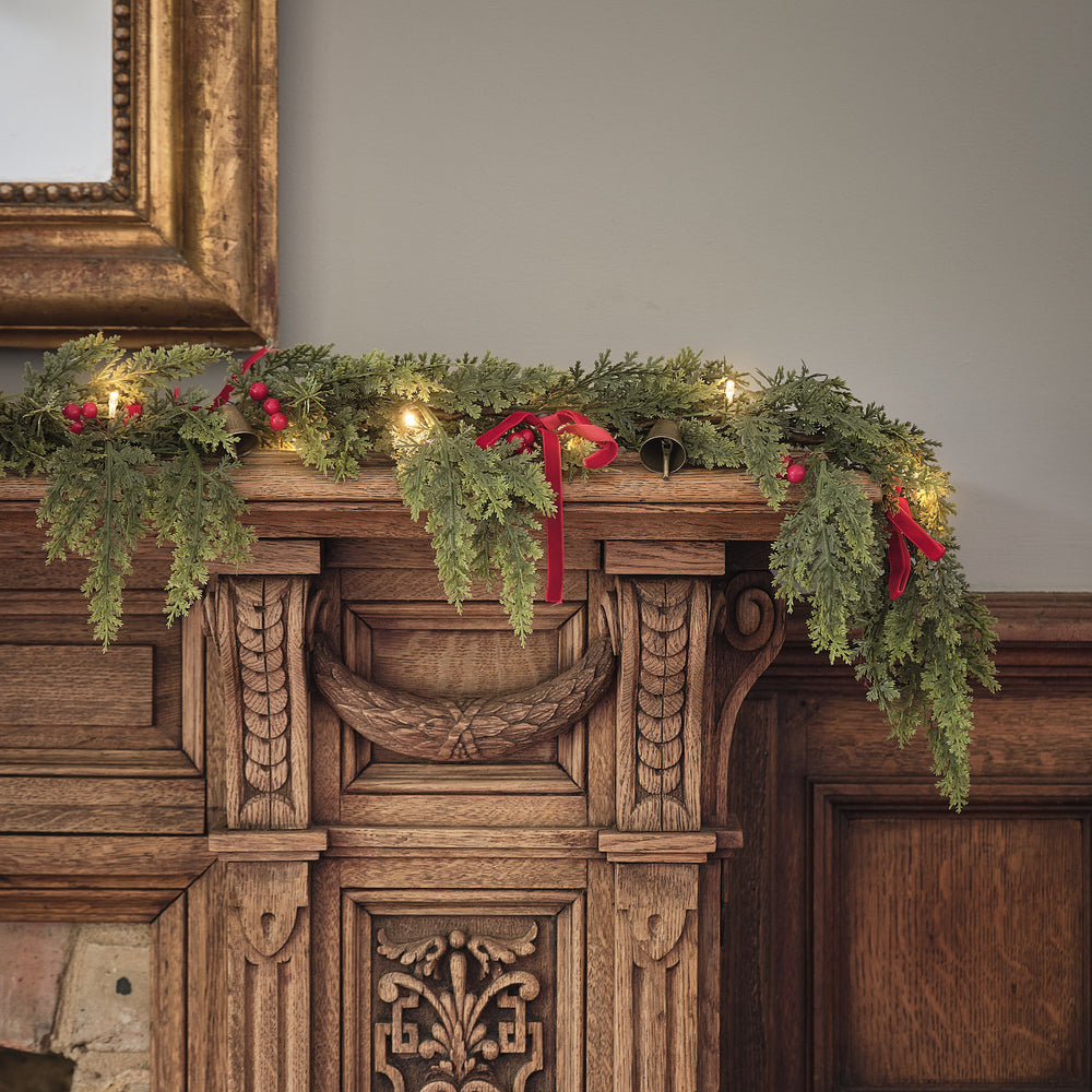 1.5m Pre Lit Ribbons & Bells Christmas Garland
