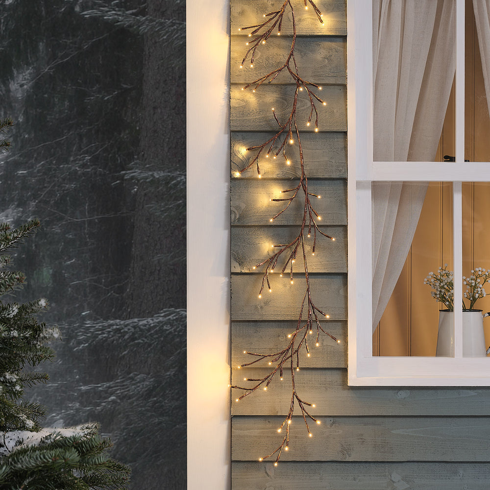 1.5m Pre Lit Gold Branch Outdoor Garland