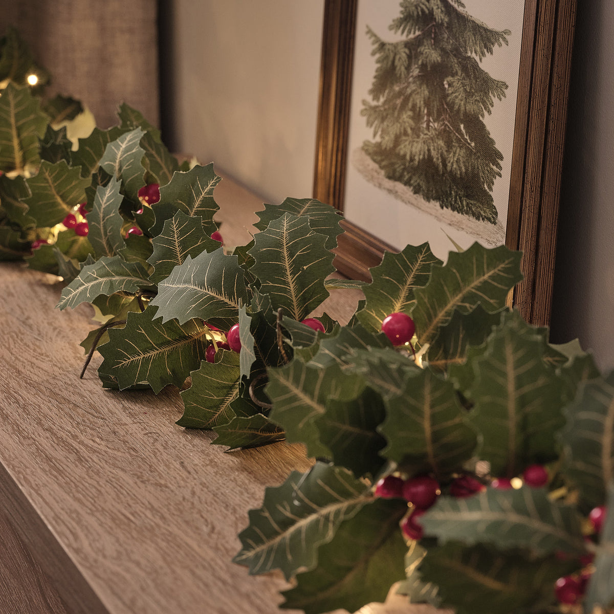Pre-Lit Classic Holly Wreath and Garland