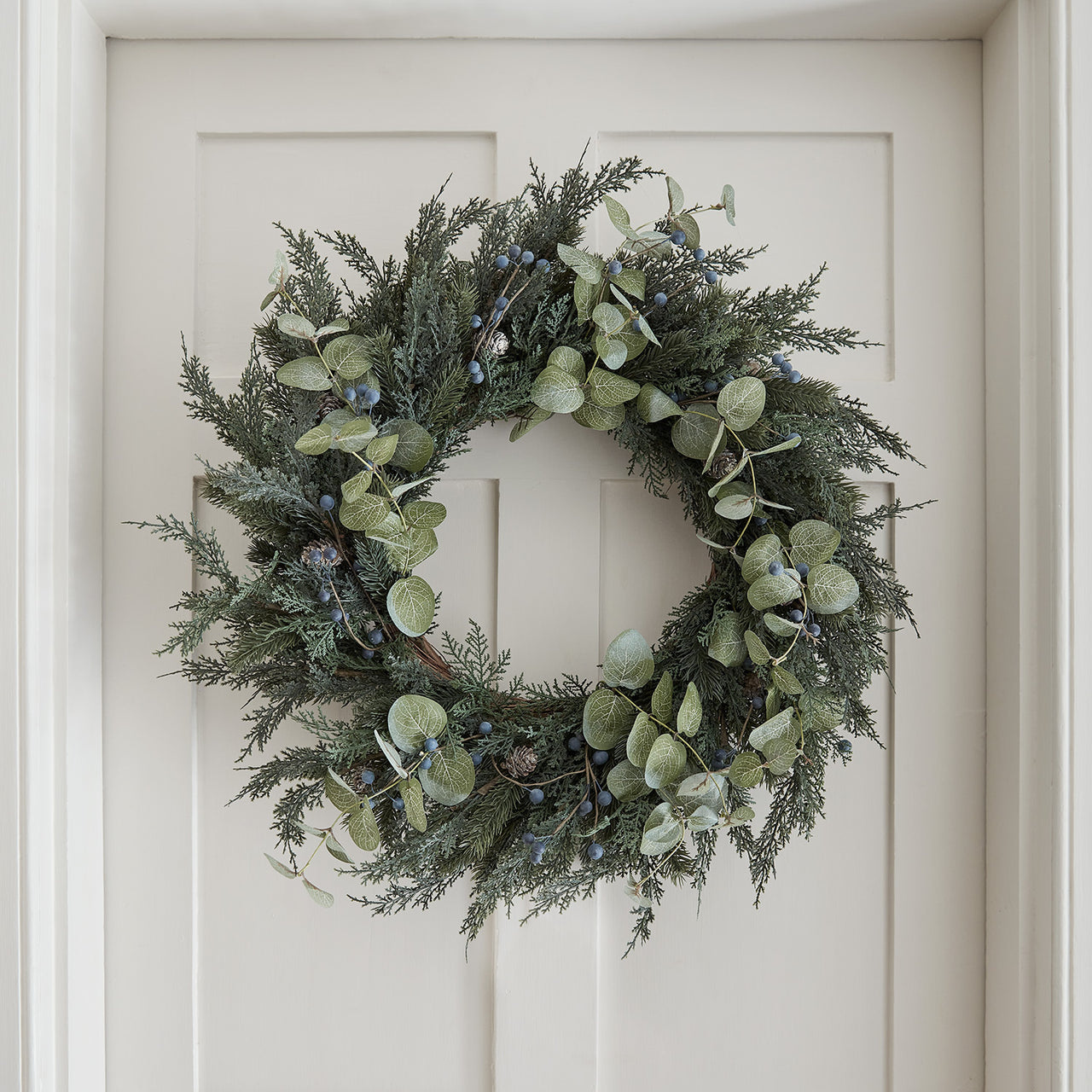 66cm Pre Lit Oversized Frosted Berry and Pinecone Christmas Wreath