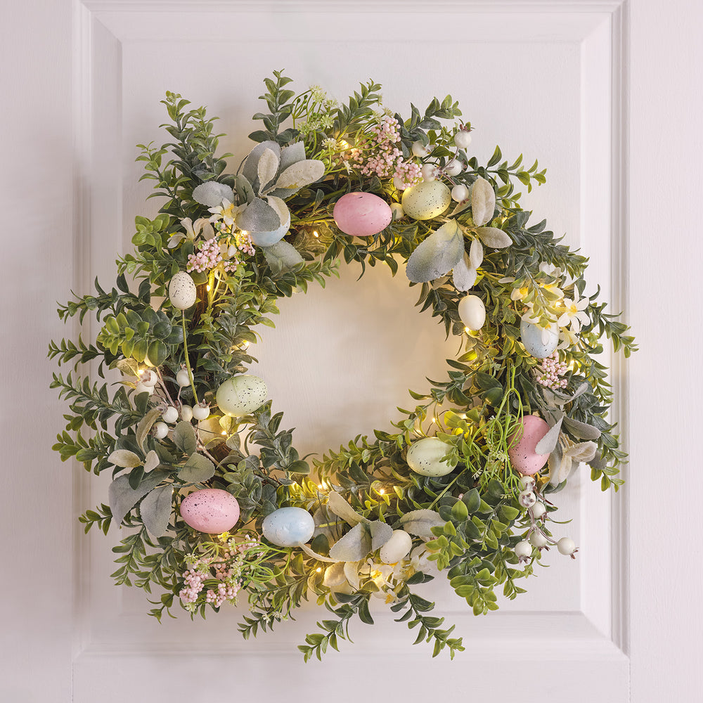 50cm Pre Lit Easter Egg Wreath