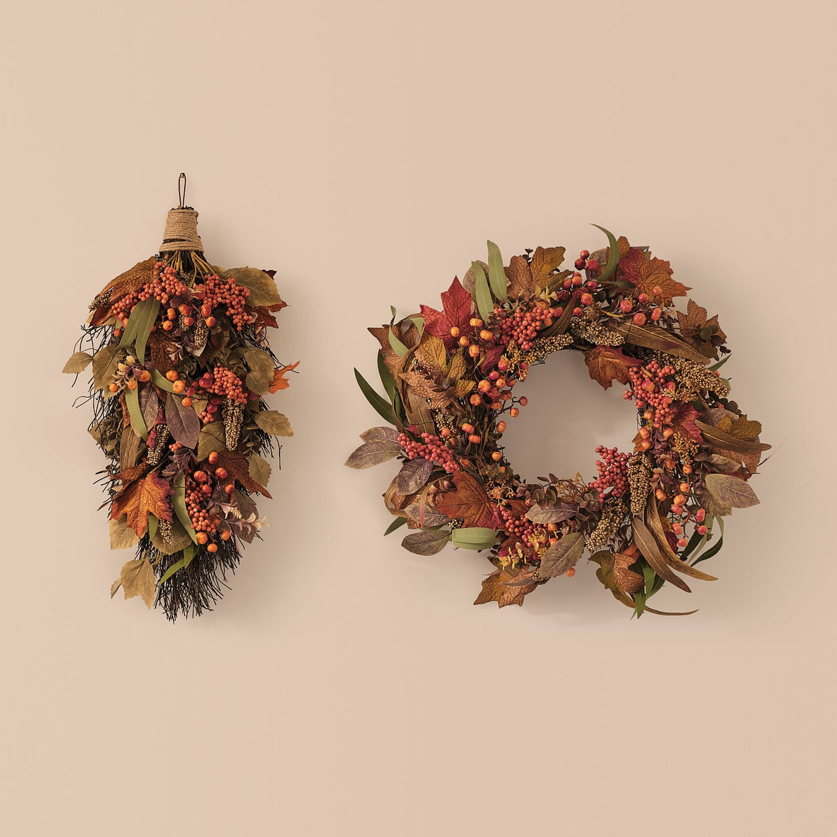 Pre Lit Maple Orchard Autumn Wreath & Bough