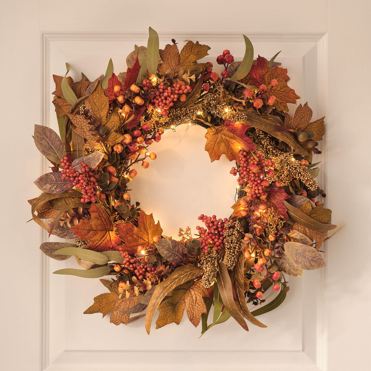 Pre Lit Maple Orchard Autumn Wreath & Bough