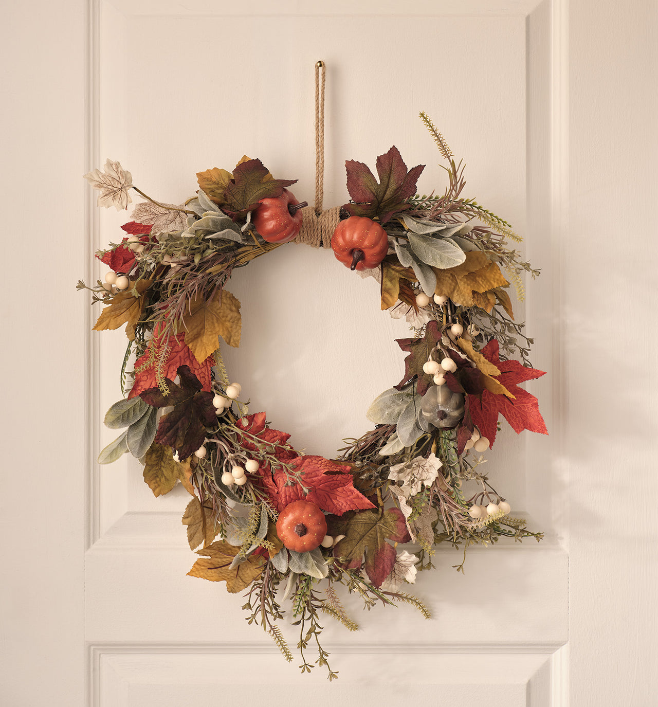 50cm Pre Lit Pumpkin Lane Autumn Wreath