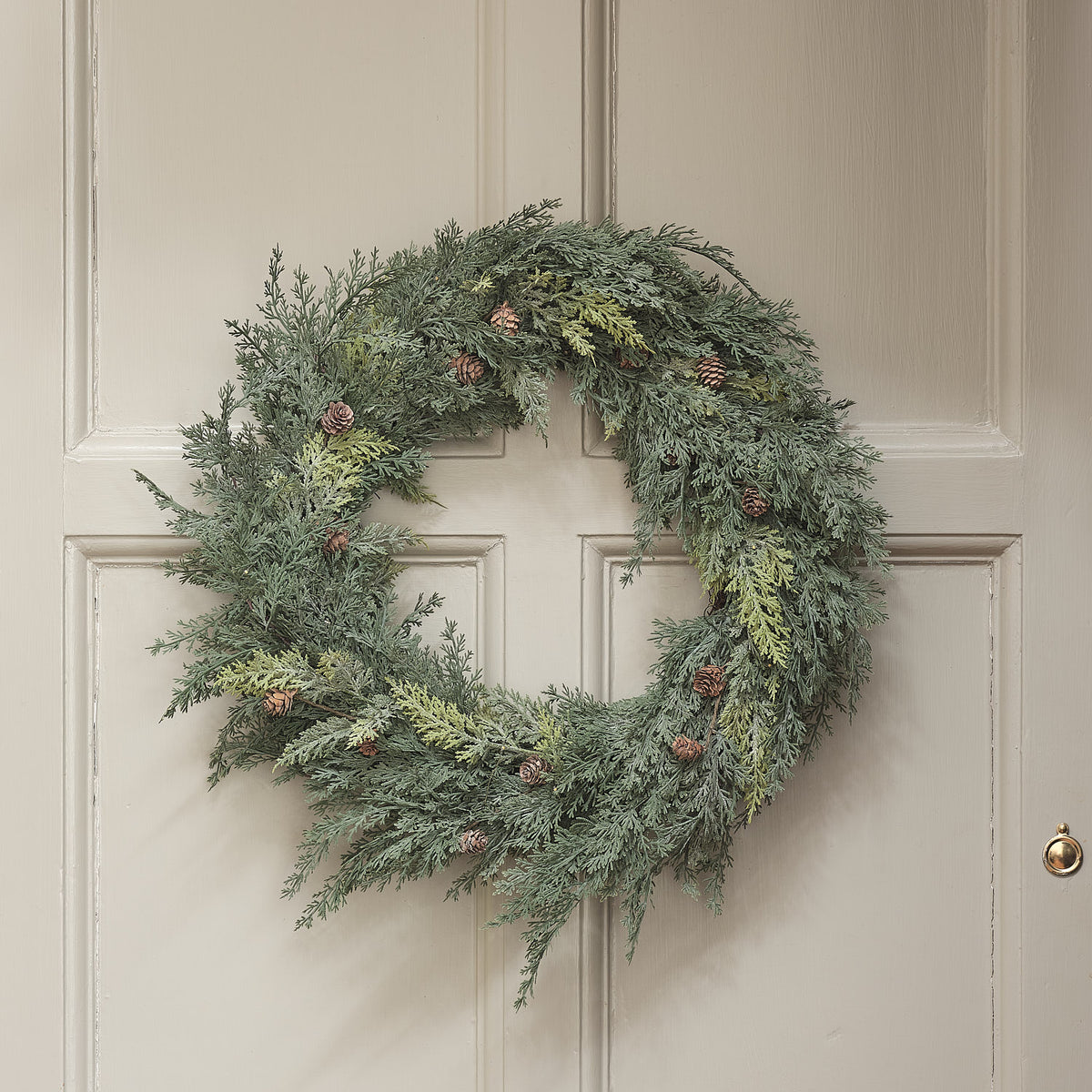 Pre Lit Christmas Conifer and Pinecone Outdoor Wreath & Garland