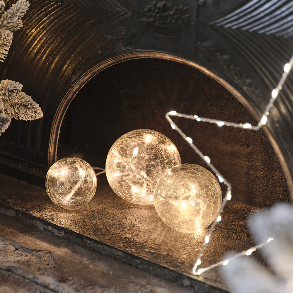 3 Clear Glass Fairy Light Orbs