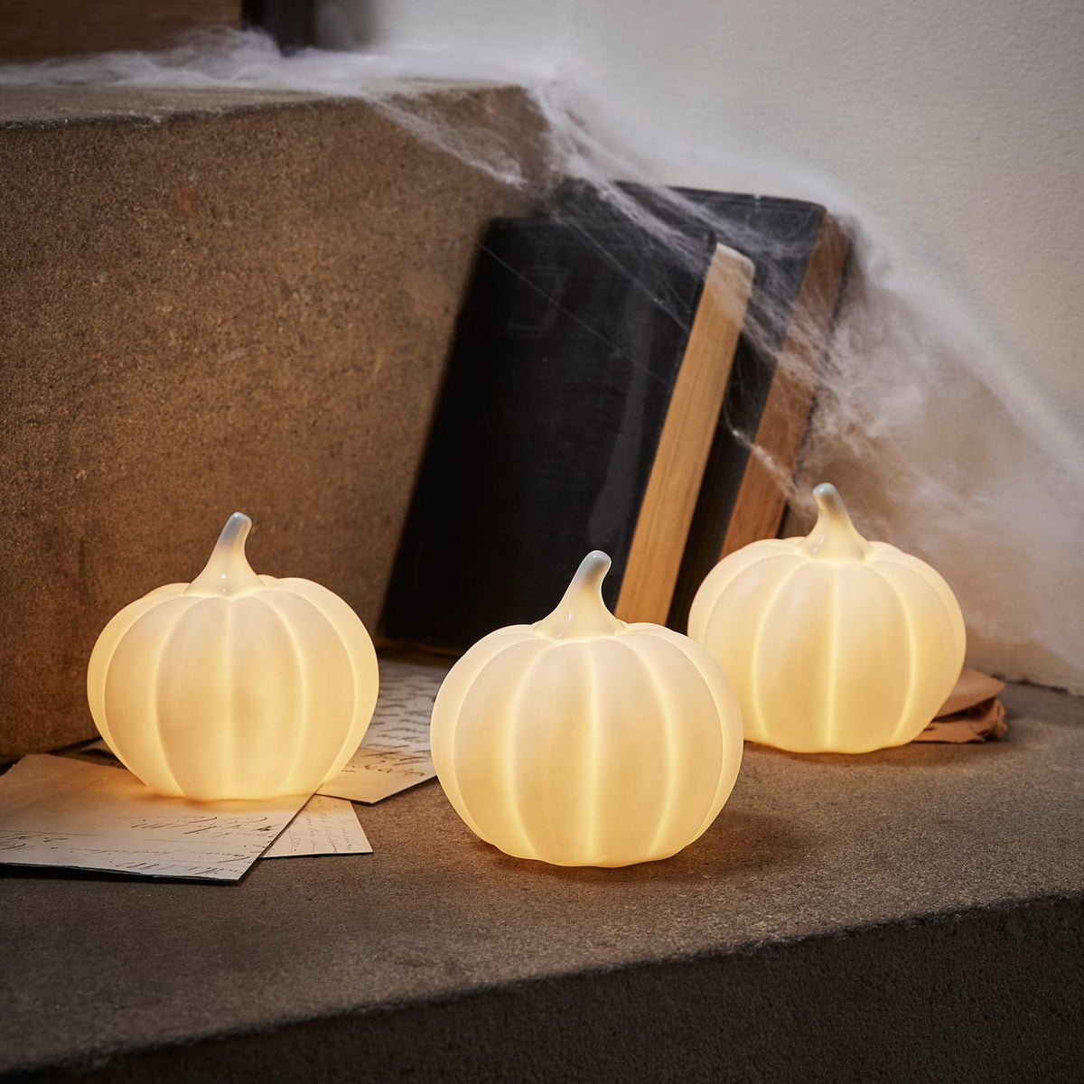 Small Led Pumpkins Mini Light Up Ceramic Pumpkin Trio UK
