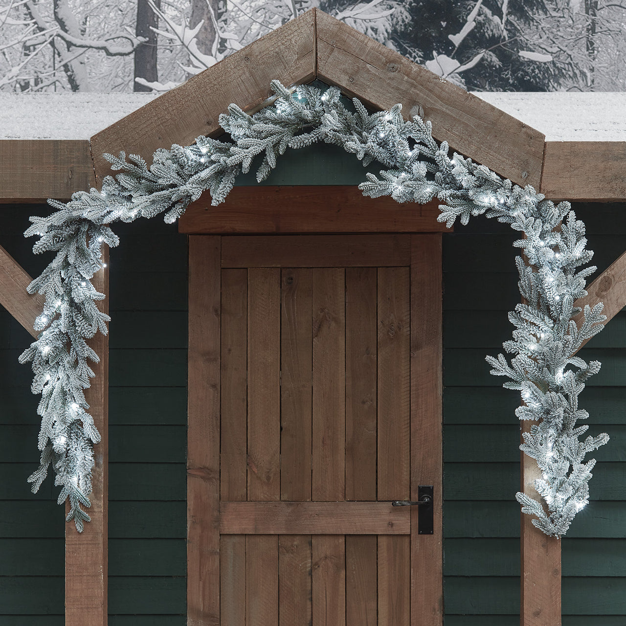 2.5m Pre Lit Outdoor Snowy Christmas Garland