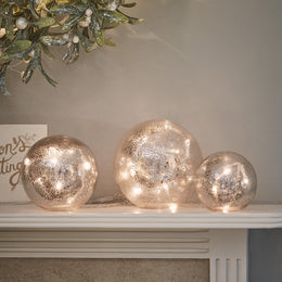 3 Mercury Glass Light Up Orbs with Remote Control