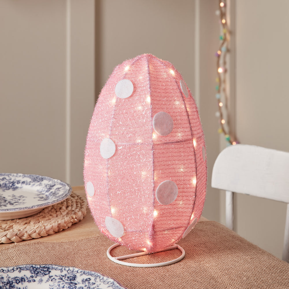 Pink & White Easter Egg LED Figure