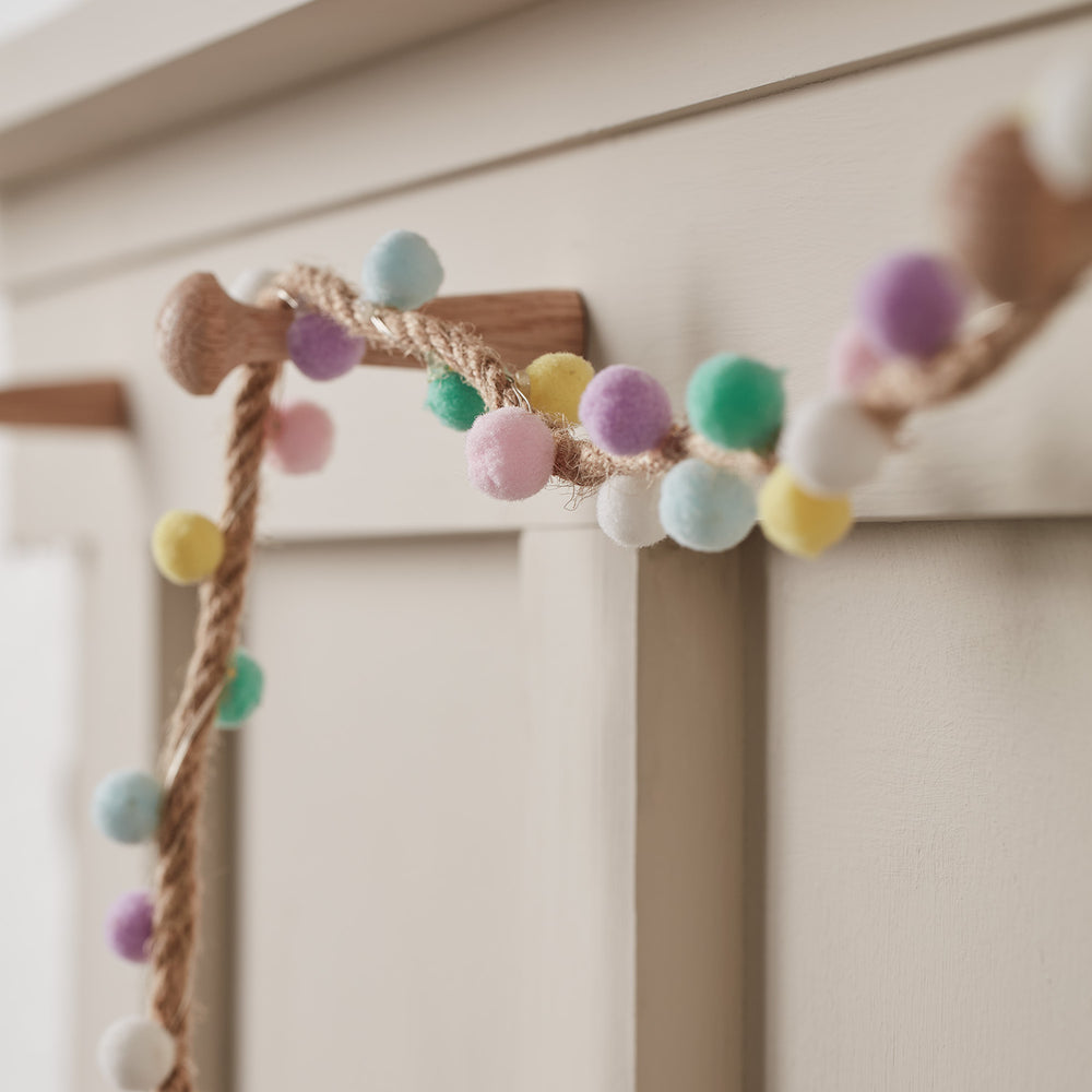 Pastel Pom Pom LED Fairy Light Garland