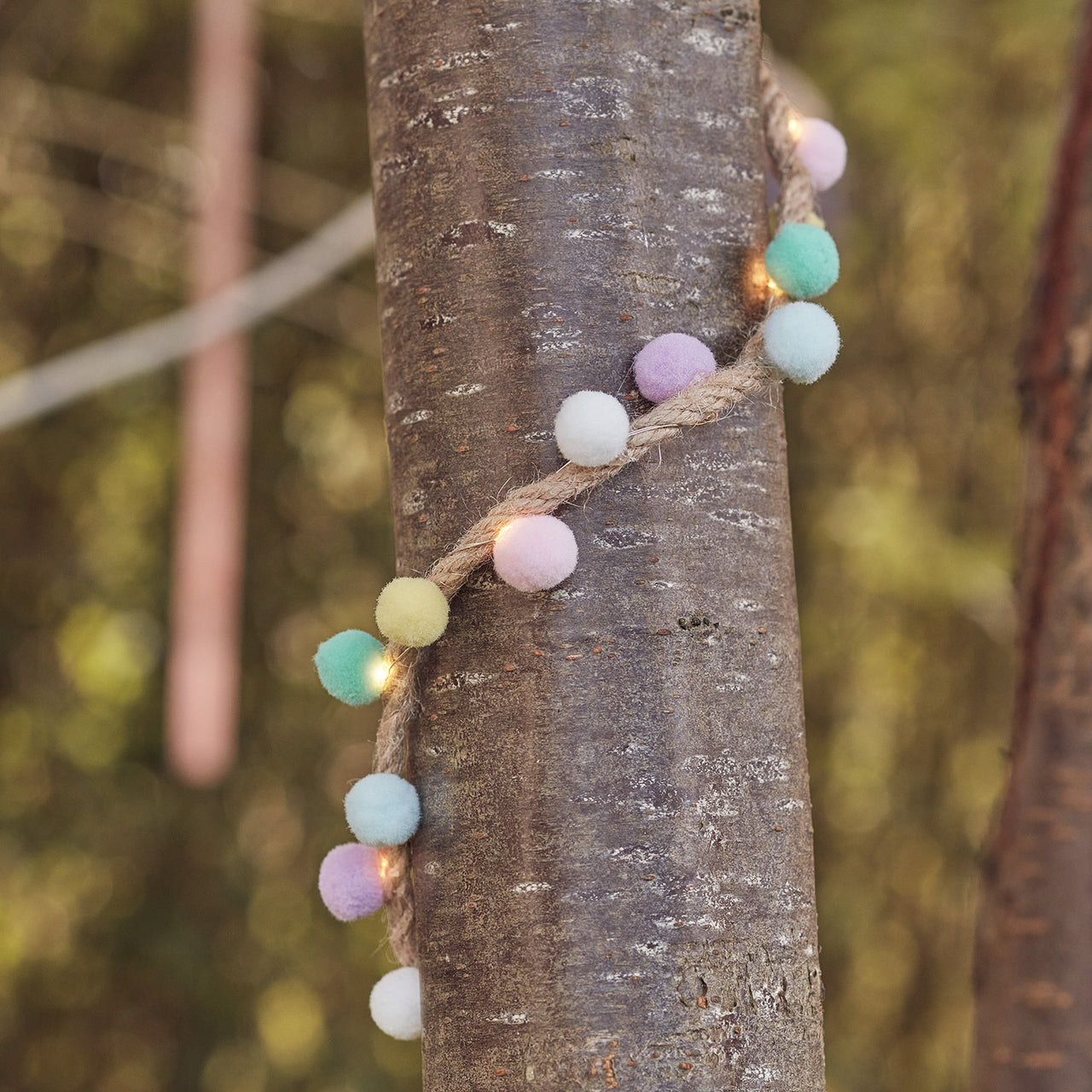 Pastel Pom Pom LED Fairy Light Garland