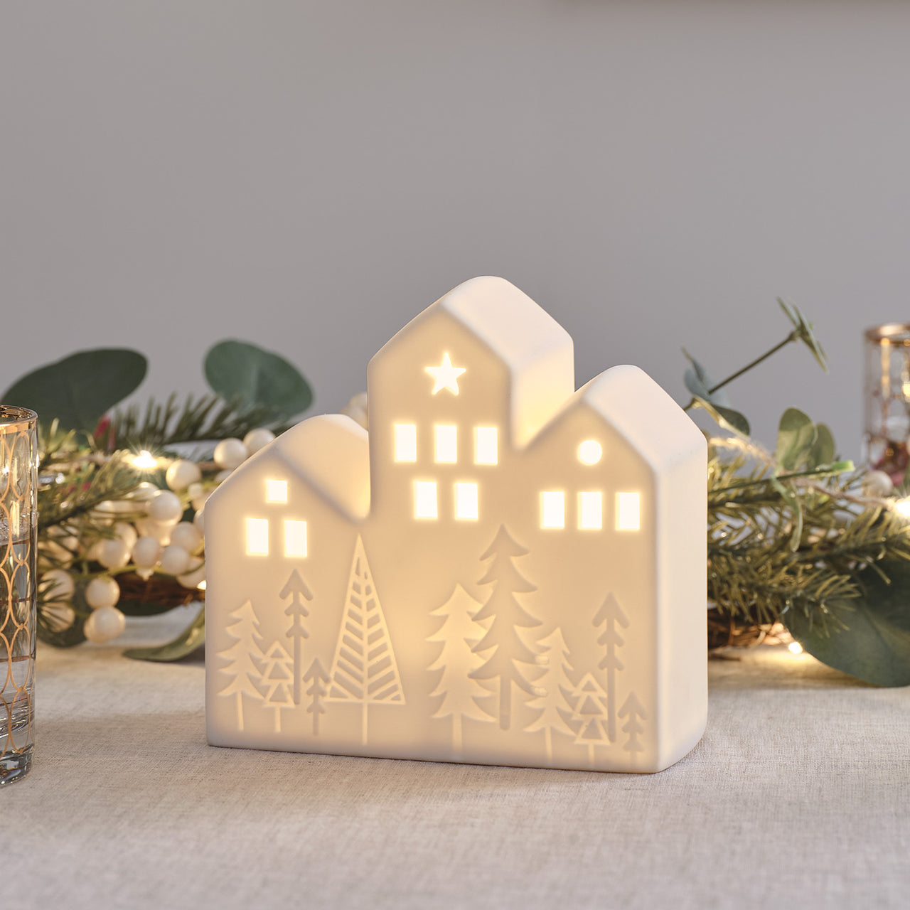 Ceramic House LED Christmas Decoration