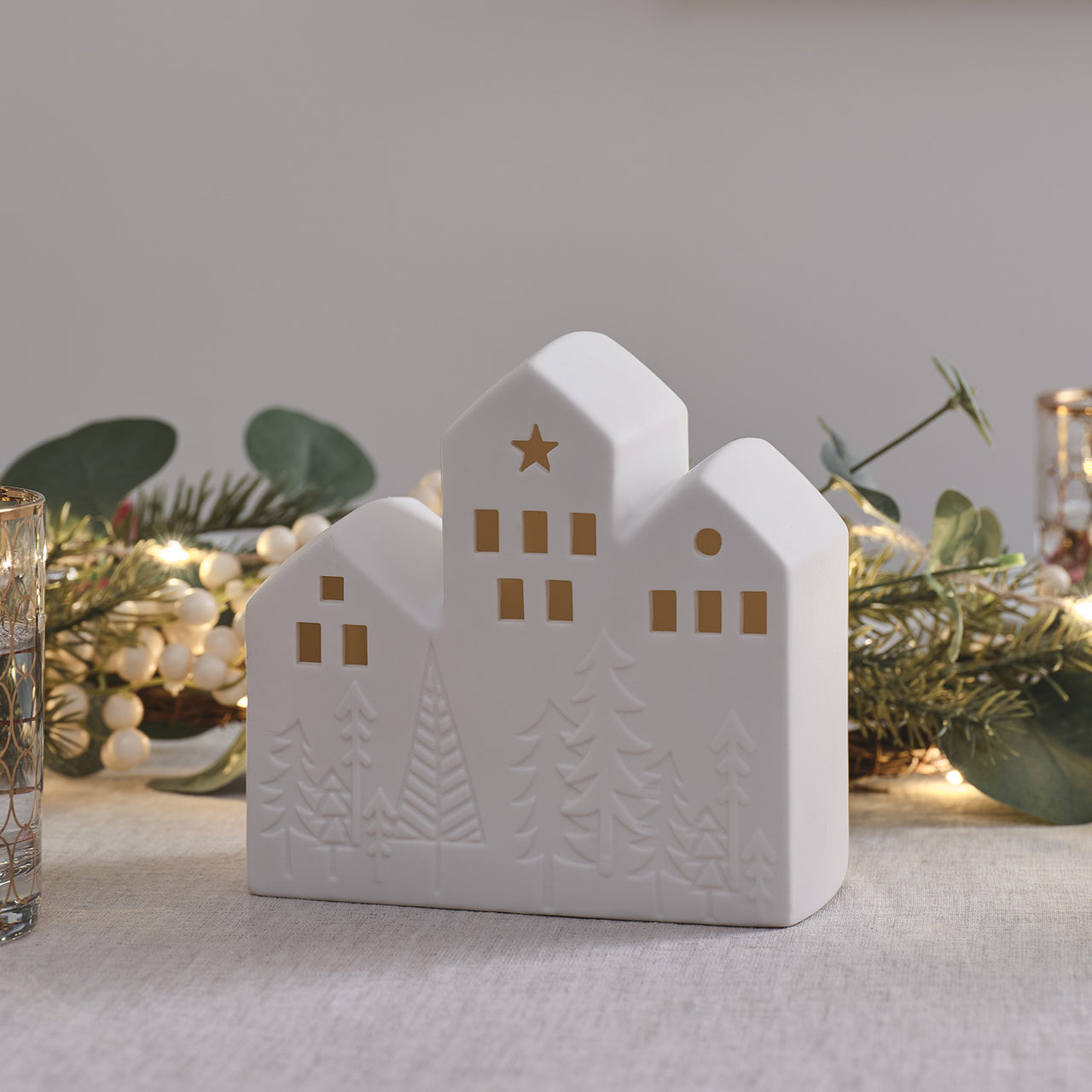 Ceramic House LED Christmas Decoration