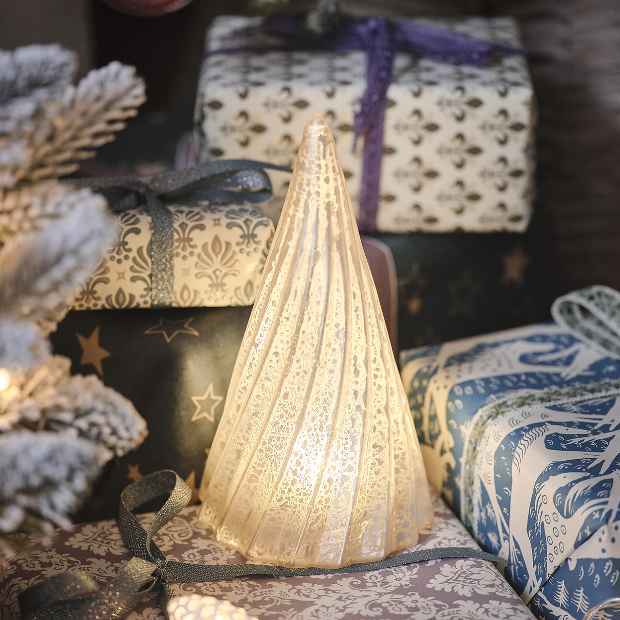 Glass Christmas Tree LED Table Decoration