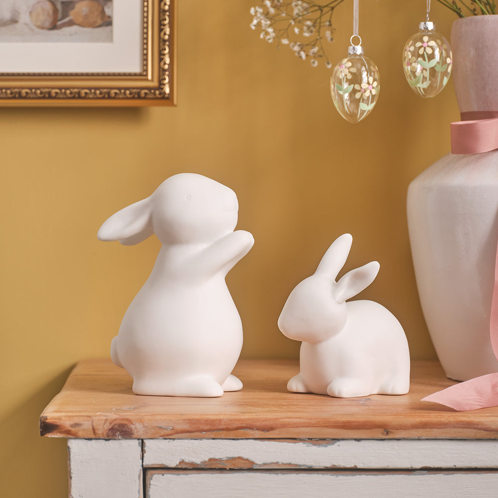 Happy & Hoppy 2 Porcelain Bunny Decorations