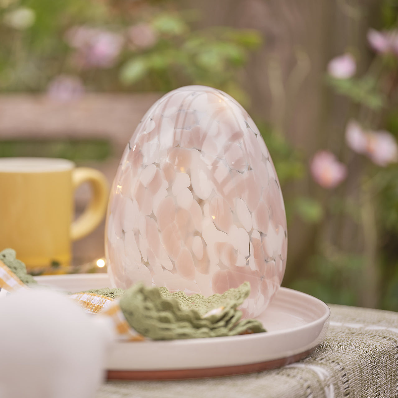 Blush Pink Confetti Glass Easter Egg Light