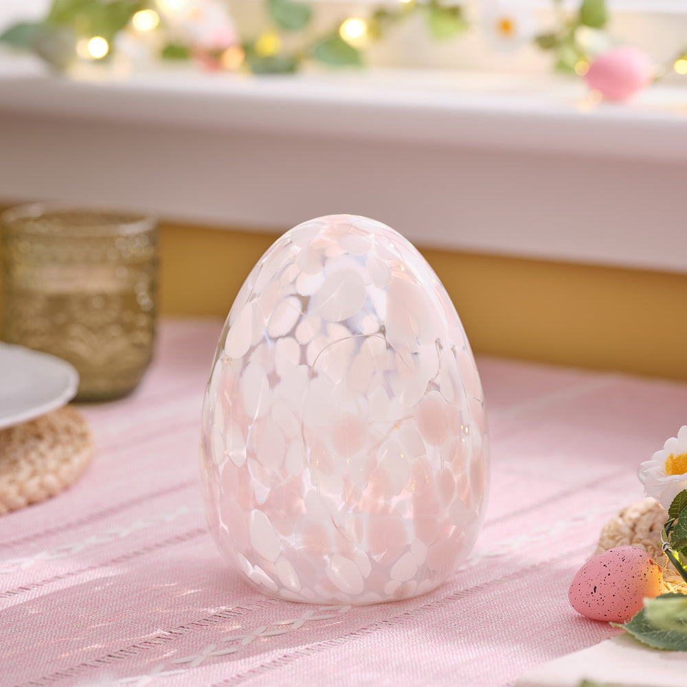 Blush Pink Confetti Glass Easter Egg Light