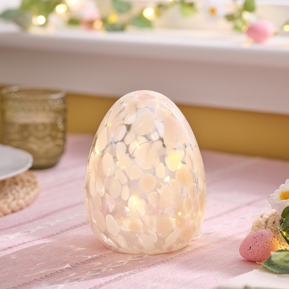 Blush Pink Confetti Glass Easter Egg Light