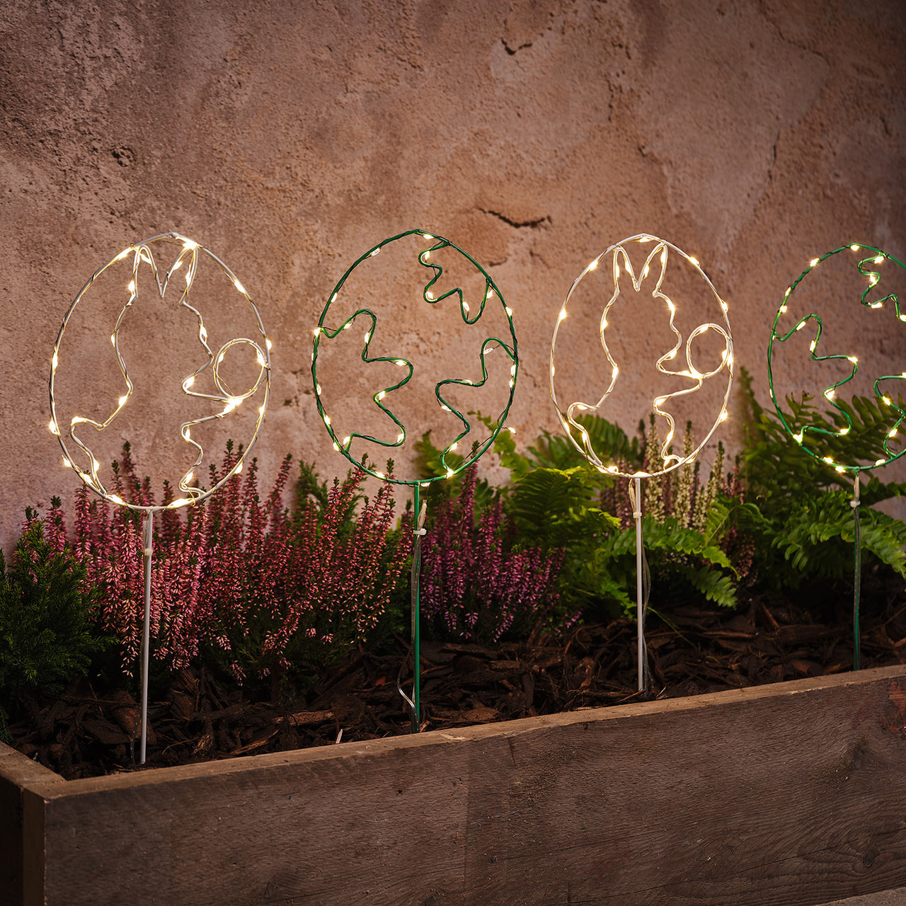 4 LED Easter Egg Garden Stake Lights