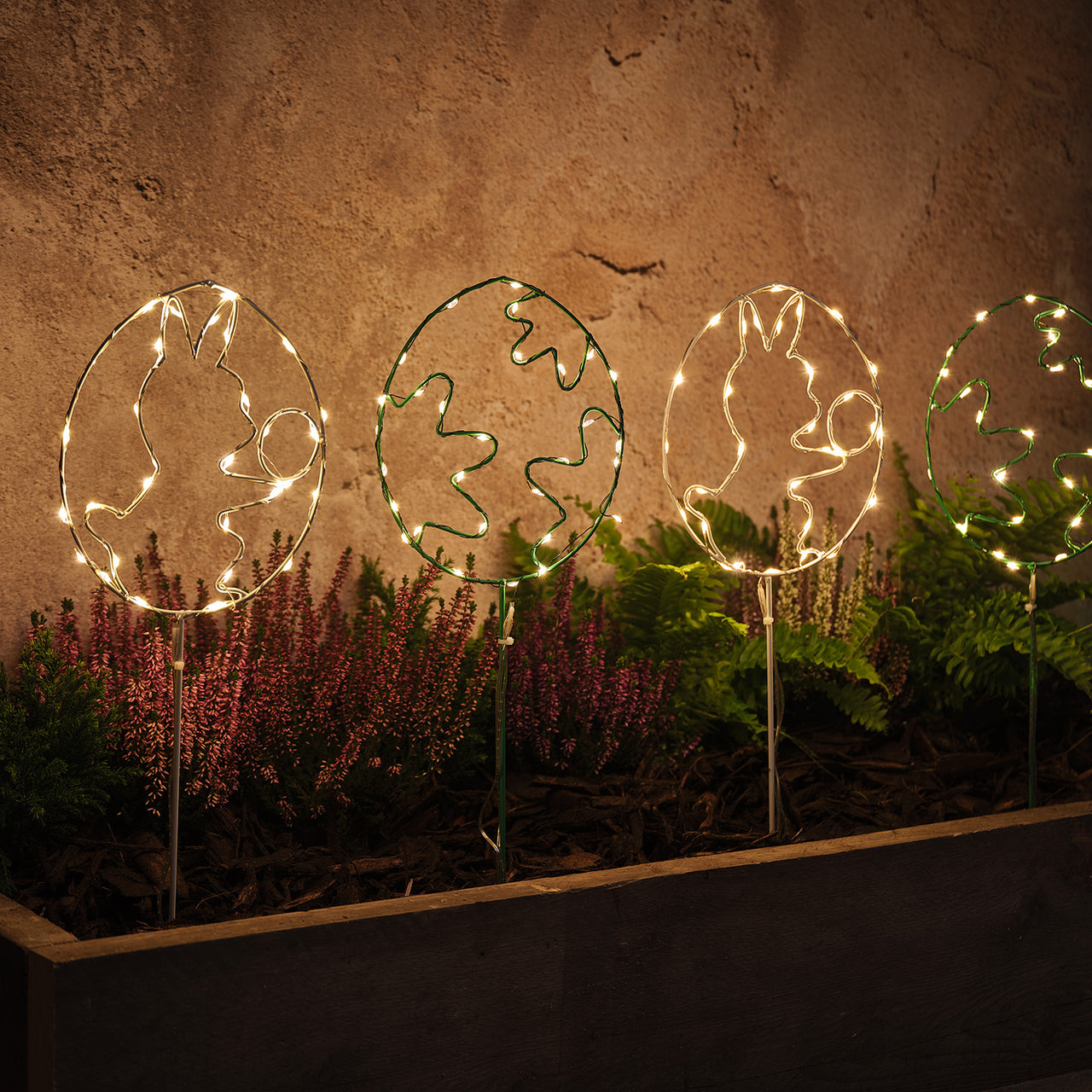 4 LED Easter Egg Garden Stake Lights