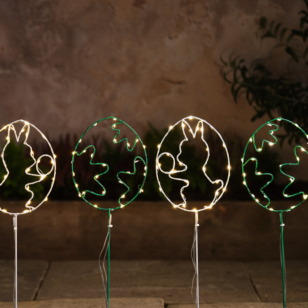 4 LED Easter Egg Garden Stake Lights