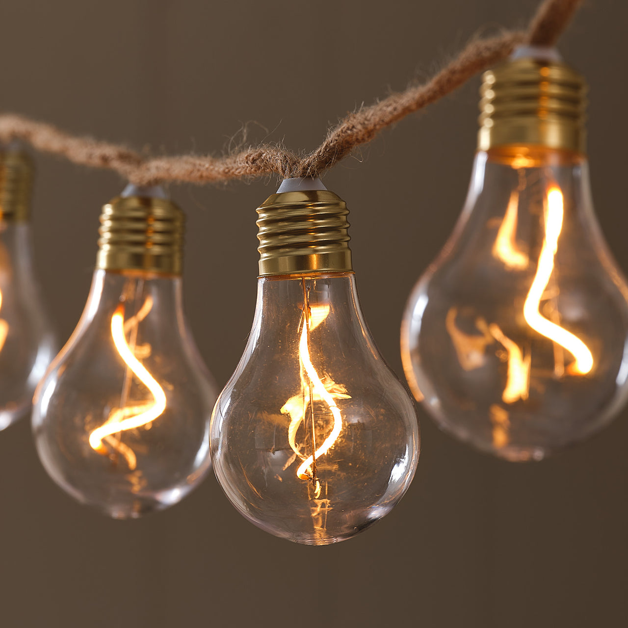 Natural Rope Outdoor Battery Festoon Lights  