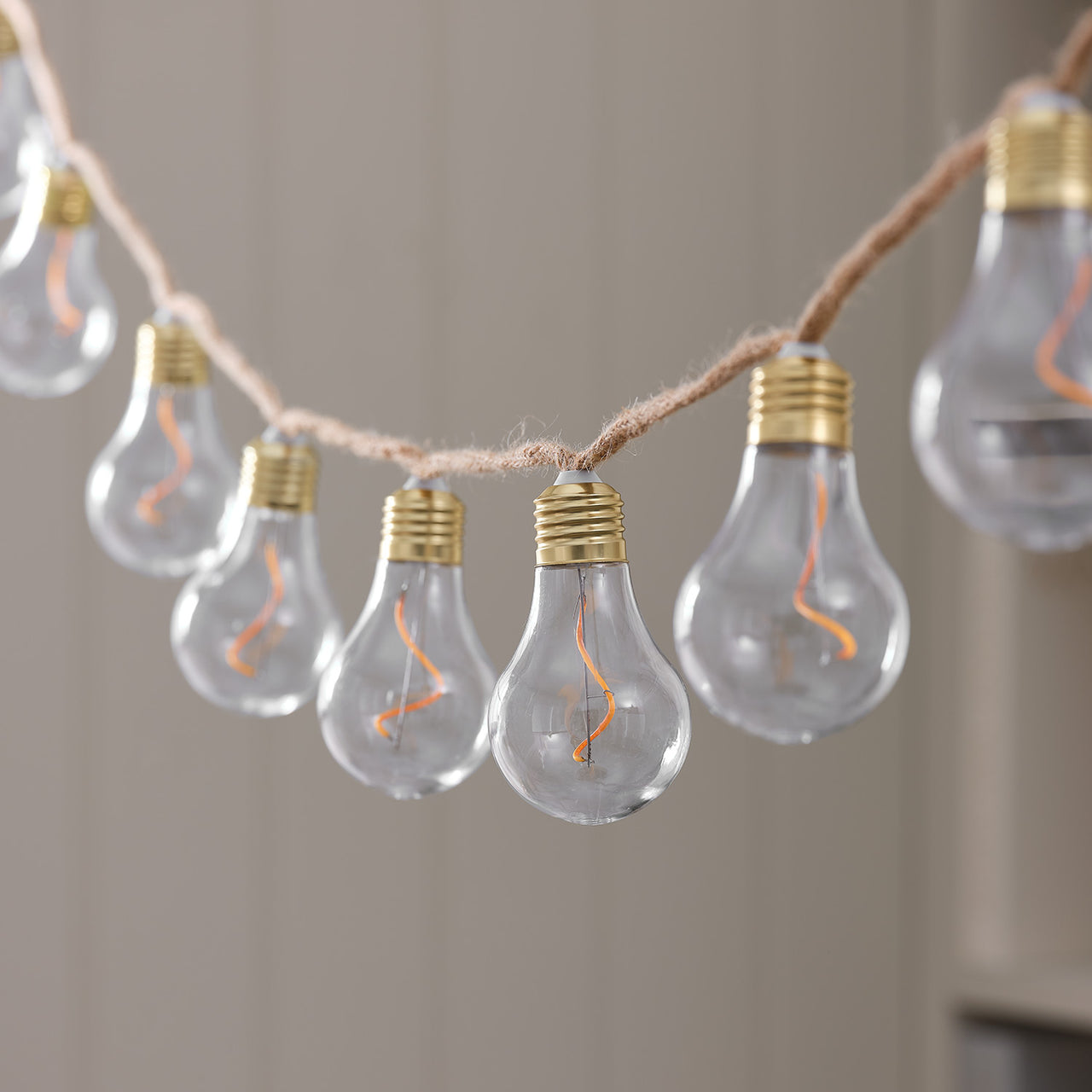 Natural Rope Outdoor Battery Festoon Lights  