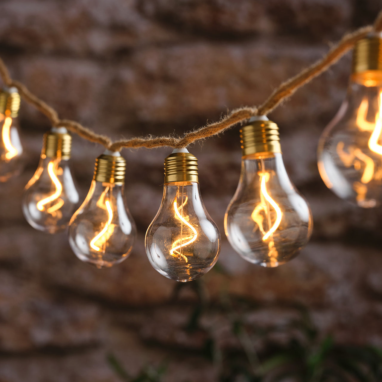 Natural Rope Outdoor Battery Festoon Lights  