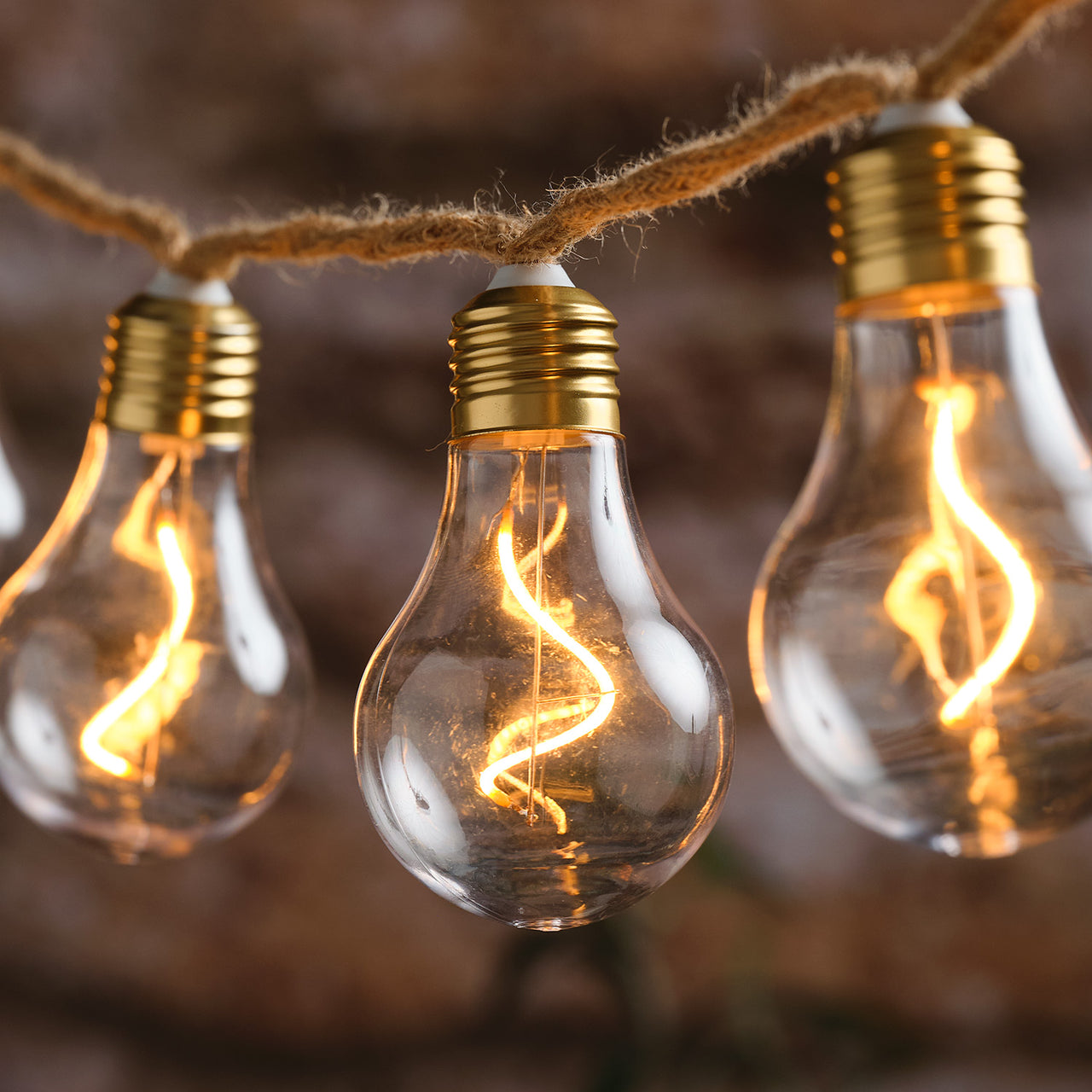 Natural Rope Outdoor Battery Festoon Lights  